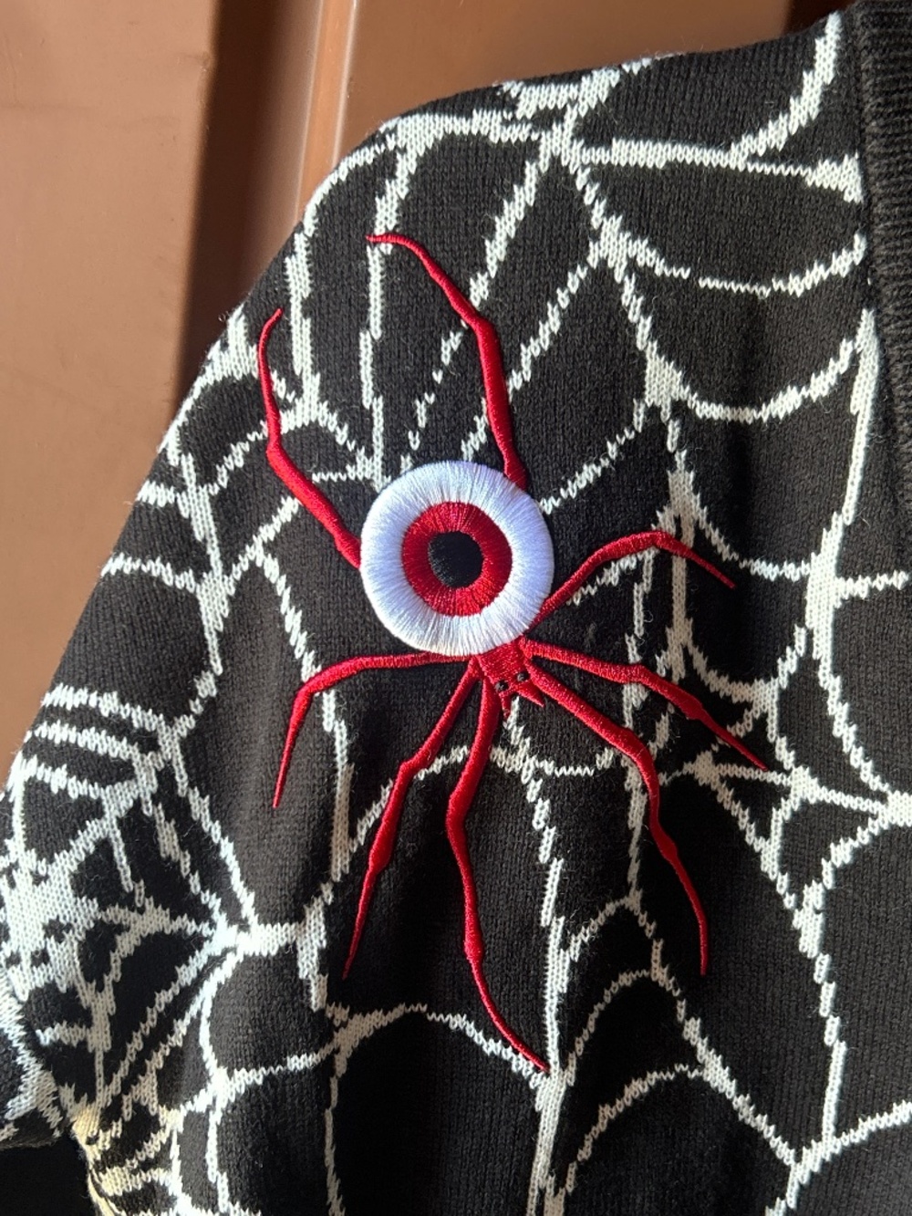 Social Collison Monster Eyeball Spider Halloween Cardigan Women Hot Topic Large - Picture 2 of 14